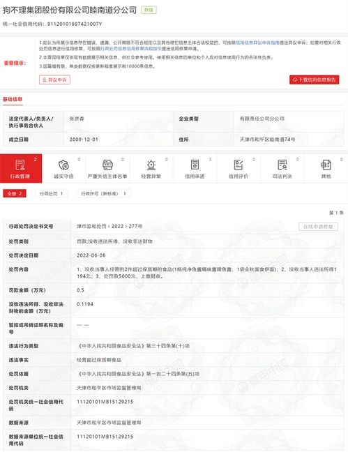 狗不理一分公司經(jīng)營(yíng)過(guò)期食品被罰款5000元